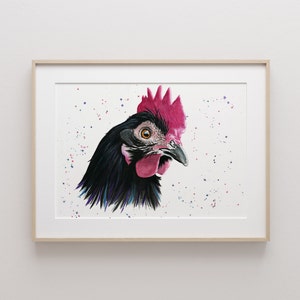 Hen Watercolour Print | Farmhouse Wall Art | Chicken Painting | Hen Painting | Farm Animal Nursery Decor | Hen Wall Art | Hen Art Print