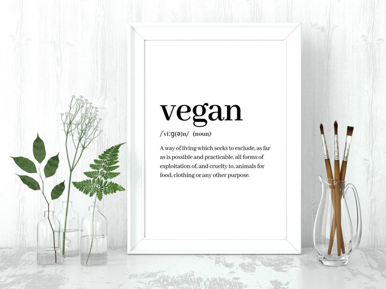 Vegan Definition Poster Vegan Wall Art Animal Rights Quote Etsy