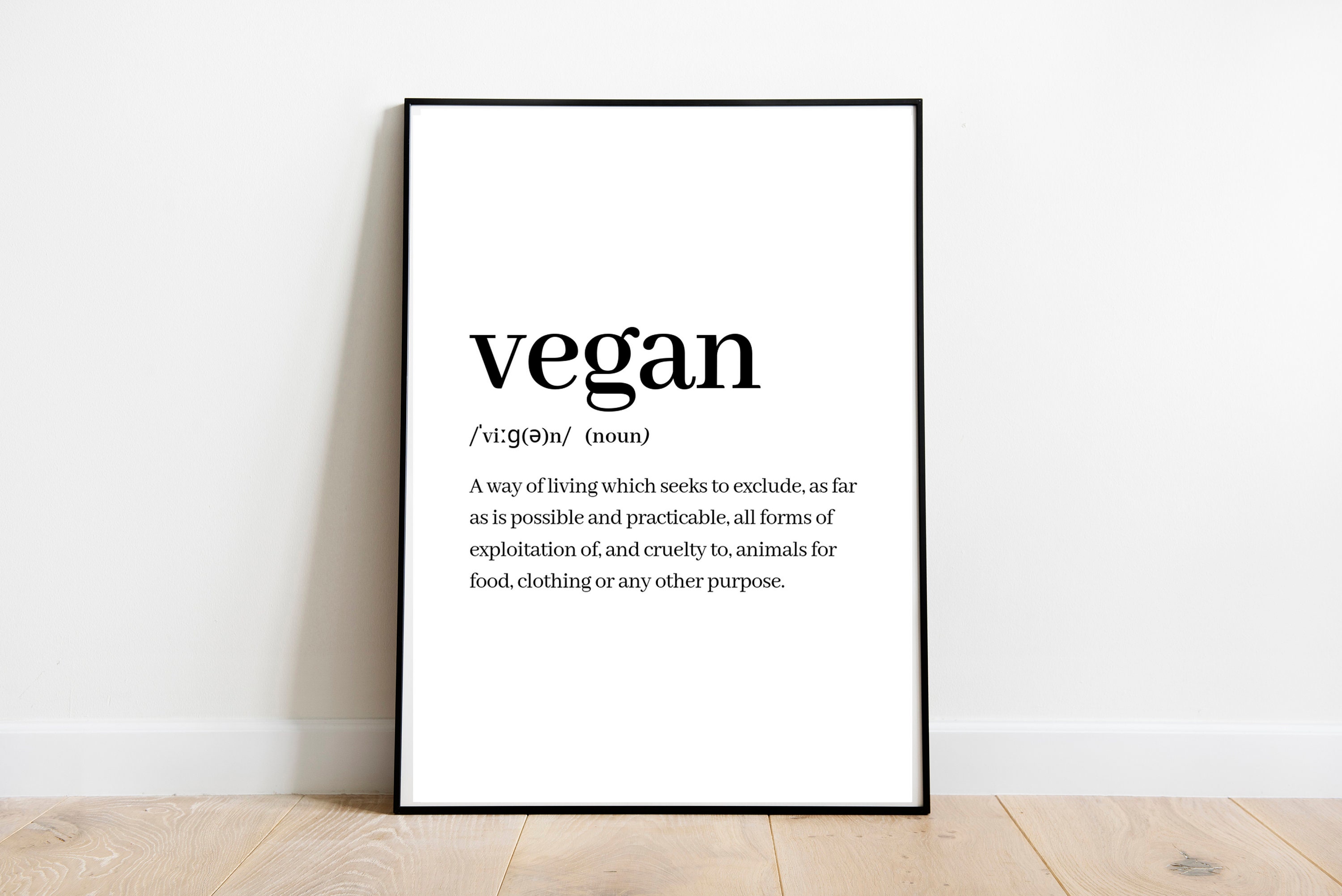Vegan Definition Poster Vegan Wall Art Animal Rights Quote Etsy