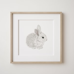 Hase Illustration | Hase Gemälde | Hase Print | Kaninchen Wandkunst | Waldtierkunst | Kaninchen Illustration | Minimalistische Kinderzimmer Wandkunst