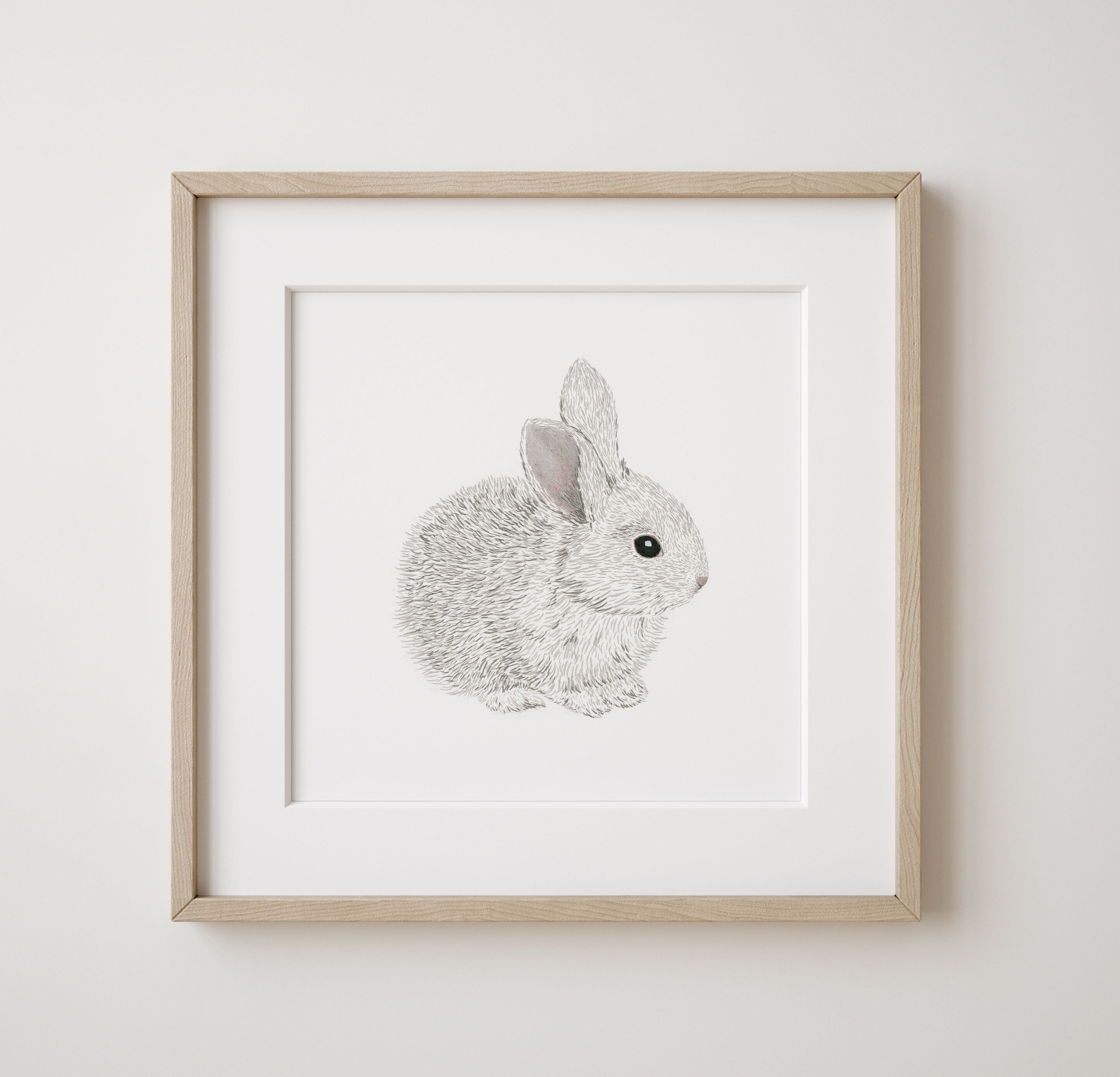 Bunny Illustration | Bunny Painting | Bunny Print | Rabbit Wall Art | Woodland Animal Art | Rabbit Illustration | Minimalist Nursery Wal Art