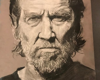 Jeff bridges portrait in charcoal