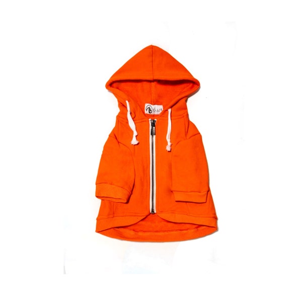 Pumpkin Orange Dog Hoodie // Lightweight Dog Coat // Sizes XXS - XXL // Warm Dog Jacket // Designer Dog Clothes by Ellie Dog Wear