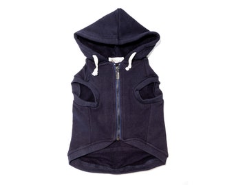 New Sleeveless Navy Dog Hoodie / Lightweight Dog Coat / Zip Up Dog Hoodies / Warm Dog Jacket / Designer Dog Clothes by Ellie Dog Wear