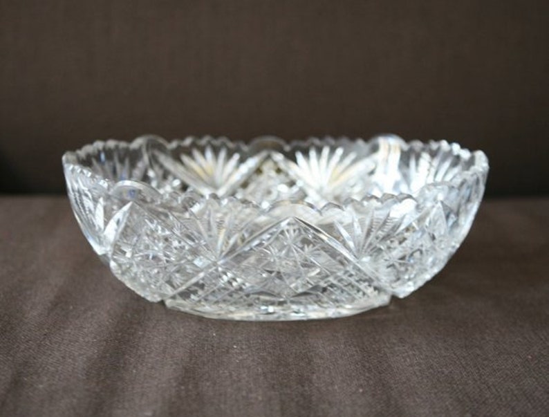 Antique brilliant cut glass bowl hand cut crystal fruit bowl Etsy