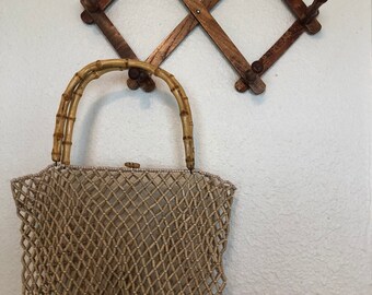 Woven Bag with Bamboo Handles