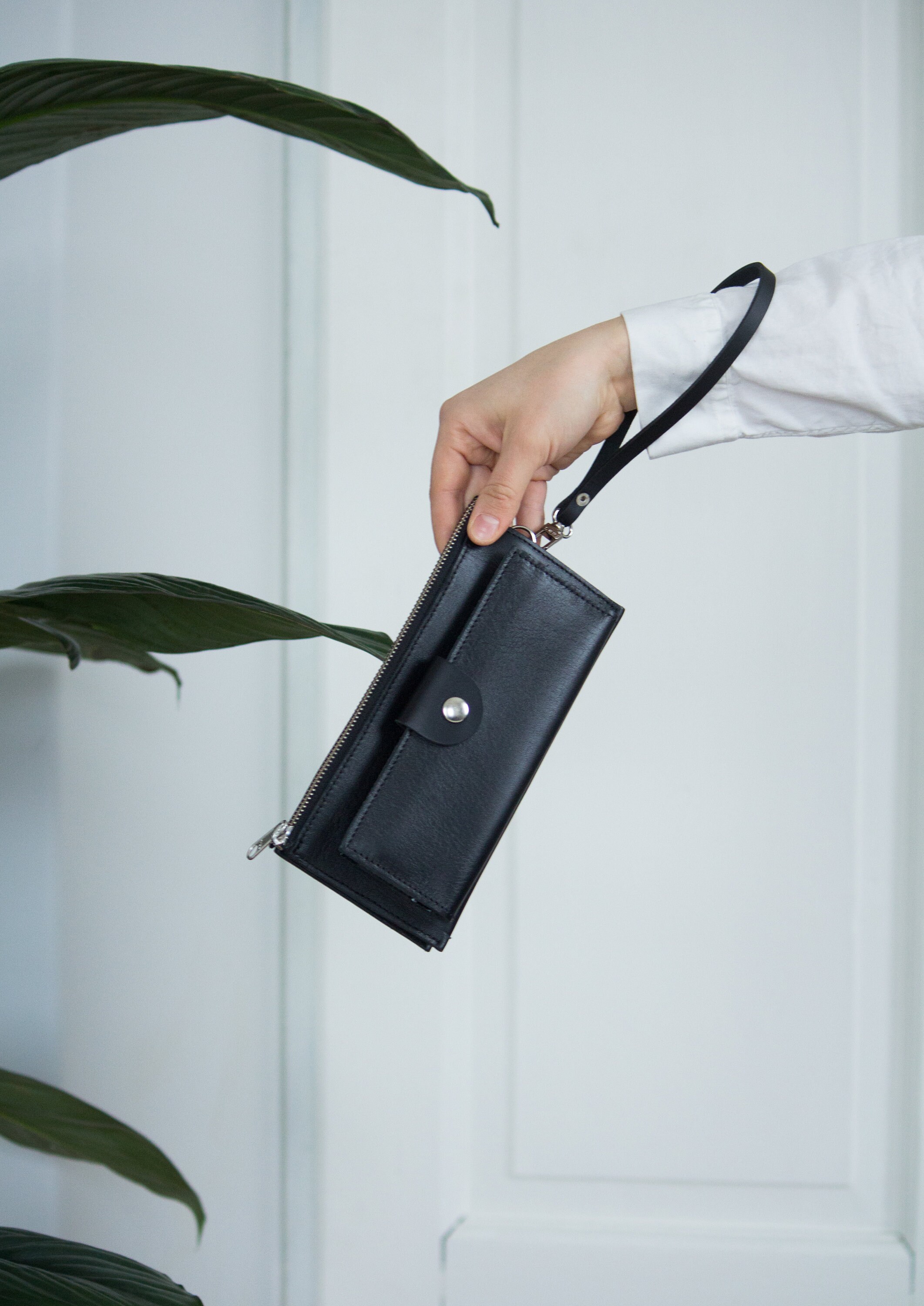 Black Leather Wallet Women/leather Wallet Ladies/long Etsy