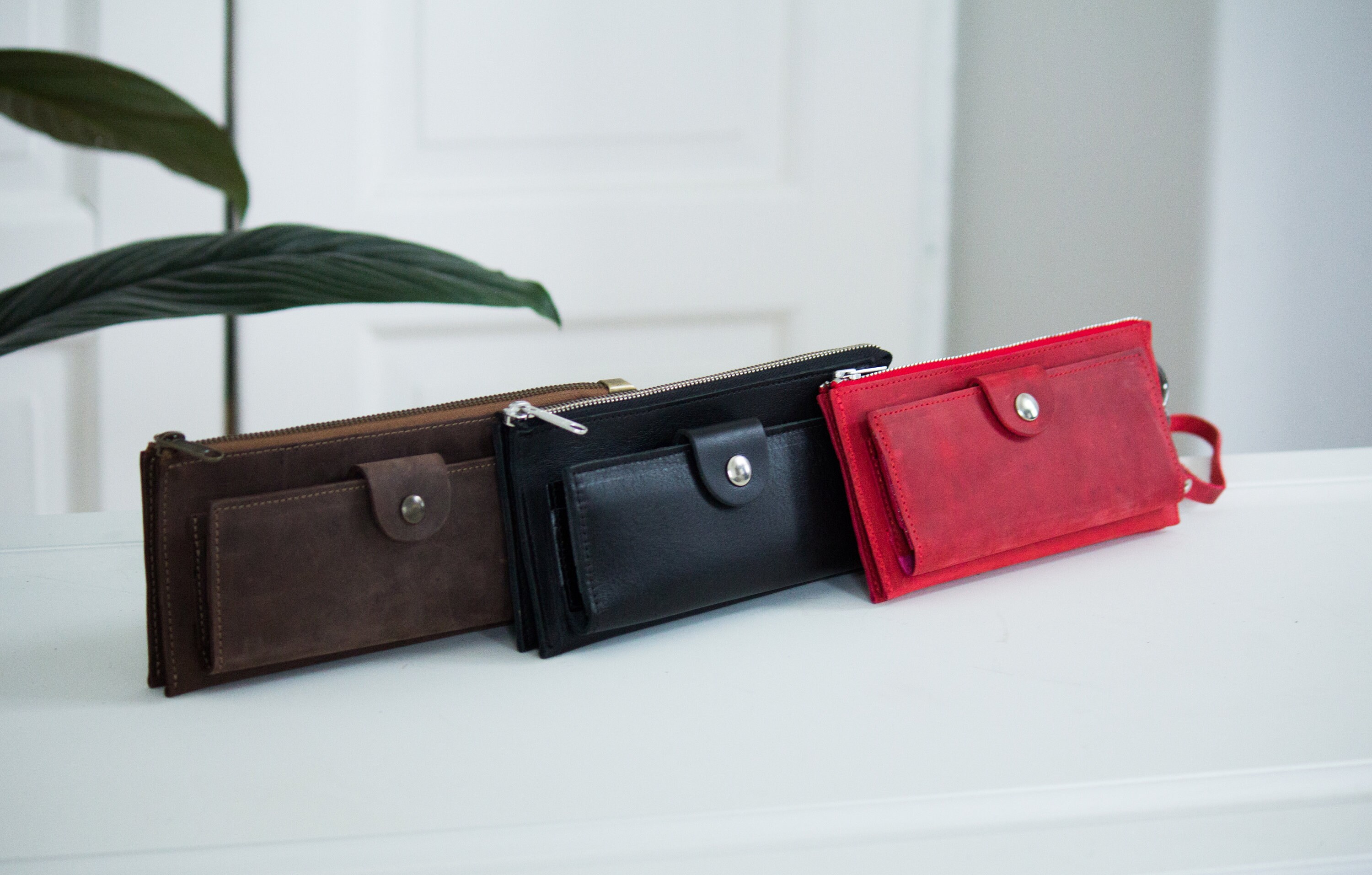 Black Leather Wallet Women/leather Wallet Ladies/long Etsy