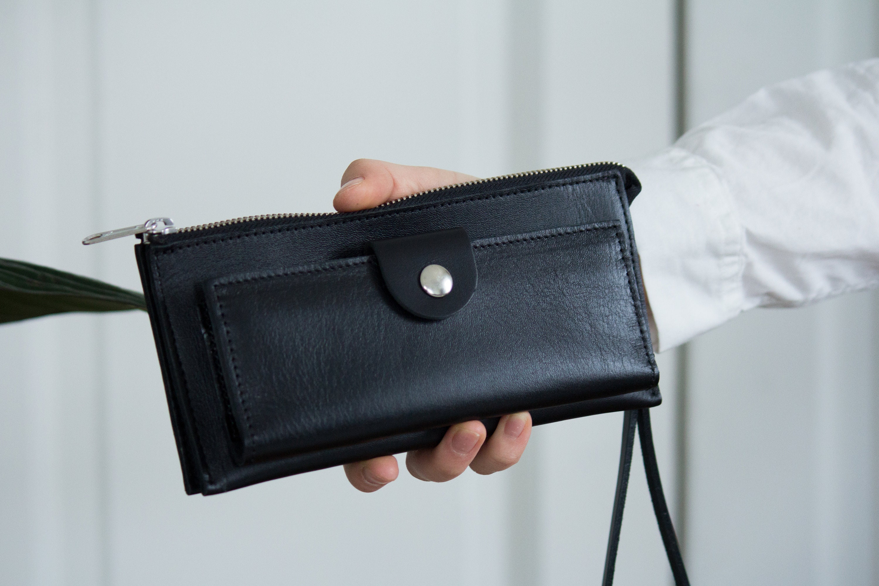 Black Leather Wallet Women/leather Wallet Ladies/long Etsy