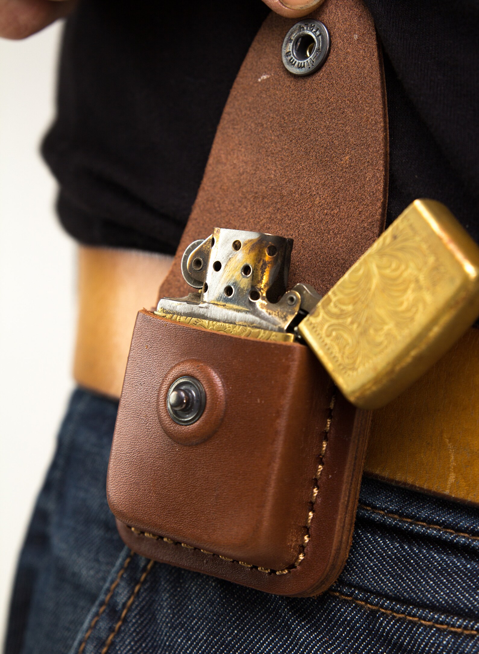 Leather zippo lighter pouch with a belt loop/Leather zippo Etsy