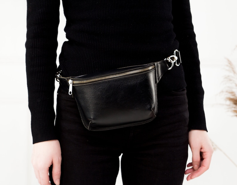 Black Leather Fanny Pack Women/black Leather Fanny Pack - Etsy