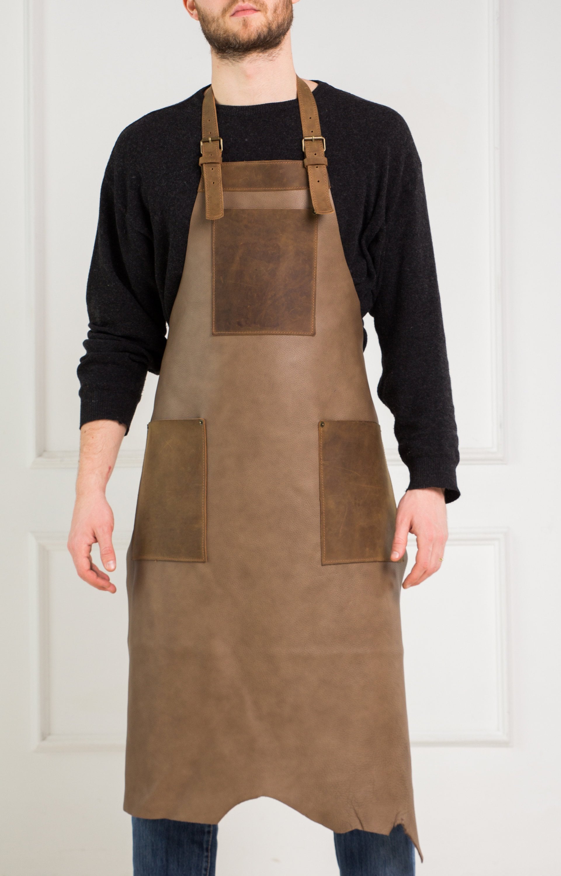 Brown leather apron men/Chef's apron/Barista apron/Gift Etsy