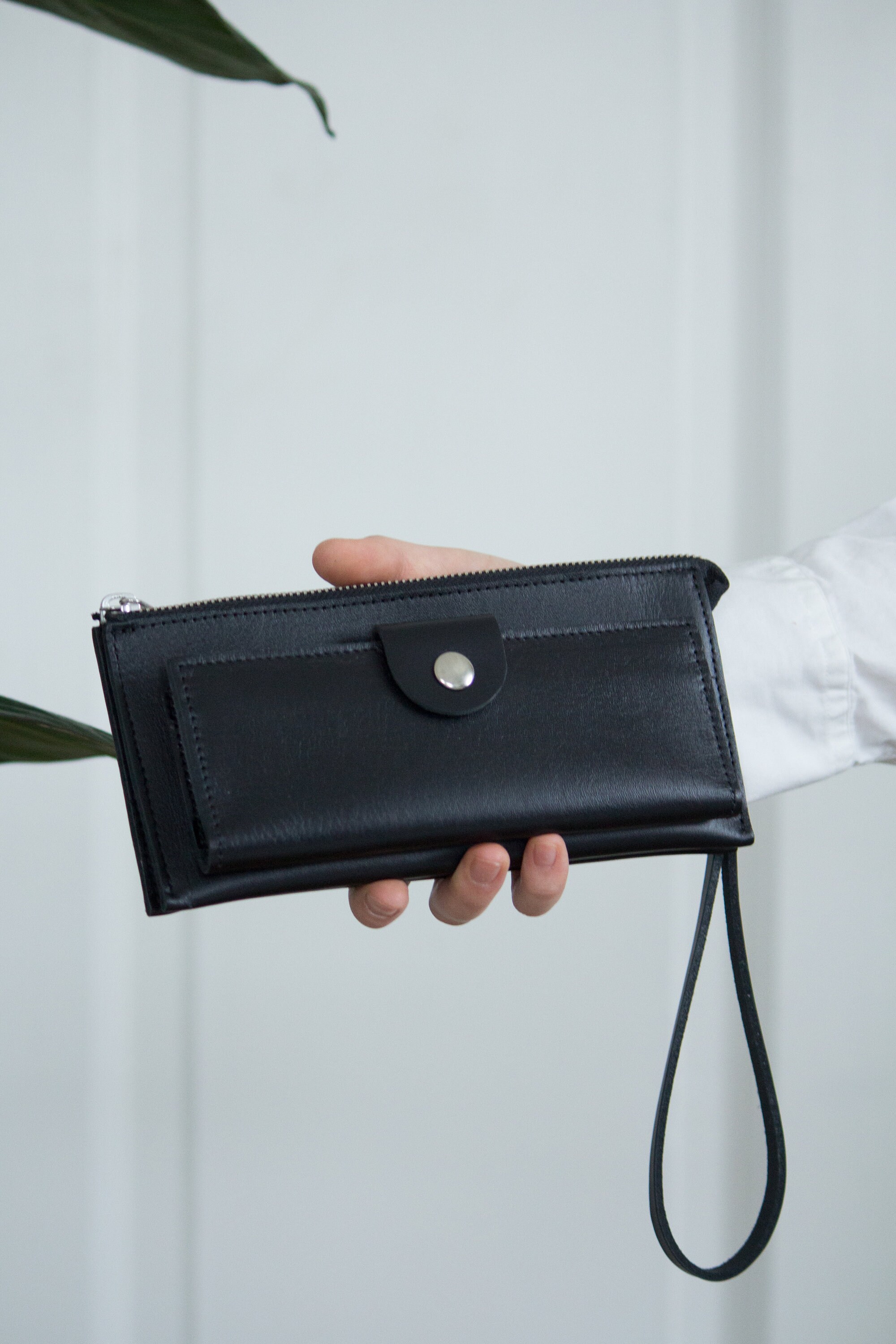 Black Leather Wallet Women/leather Wallet Ladies/long Etsy