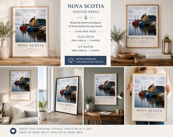 Impressão de uma vila de pescadores da Nova Escócia | Arte de parede da costa canadense (Download digital)