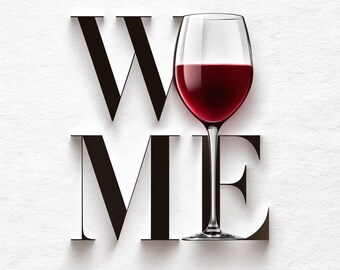 Arte de parede imprimível "Wine Me", impressão com citação sobre vinhos, decoração moderna para cozinha, arte de parede para carrinho de bar, pôster com tipografia minimalista, presente para amantes de vinho