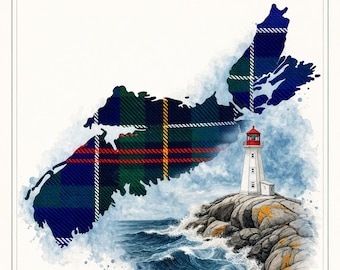 Pôster da Nova Escócia com Parque Oceânico, Mapa da Nova Escócia, Arte Marítima para Parede, Decoração Costeira com Farol, Pôster de Viagem Canadense