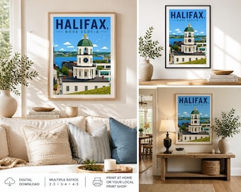 Pôster de Halifax, Nova Escócia | Impressão de Viagem ao Canadá | Arte de Parede Costeira | Decoração da Costa Leste | Download para Impressão