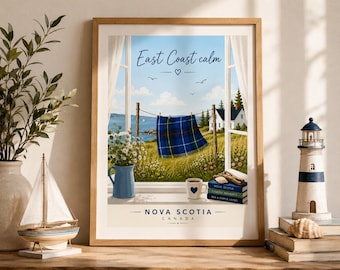 Arte de parede imprimível East Calm/ Pôster costeiro da Nova Escócia/ Arte de parede para casa de campo costeira/ Download de decoração marítima