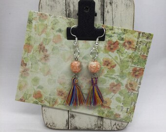 Orange Swirl & Tassel Earrings