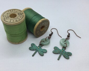 Dragonfly & Button Earrings