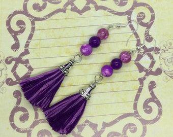 Purple Variegated Tassel Earrings