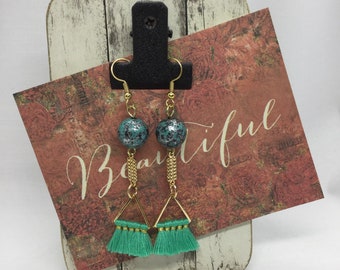 Triangle Drop Tassel Earrings