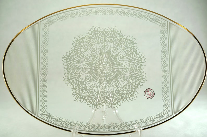 Glass Doily Tray with Handles Frosted Lace Pattern Serving Etsy