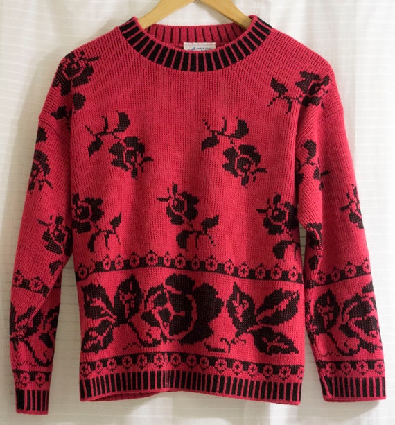 Vintage black floral sweater