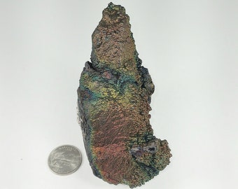 Large CHROME RAINBOW TURGITE on Quartz Crystals Iridescent Hematite Goethite Graves Mountain Georgia Usa Mineral Specimen Rock Crystal