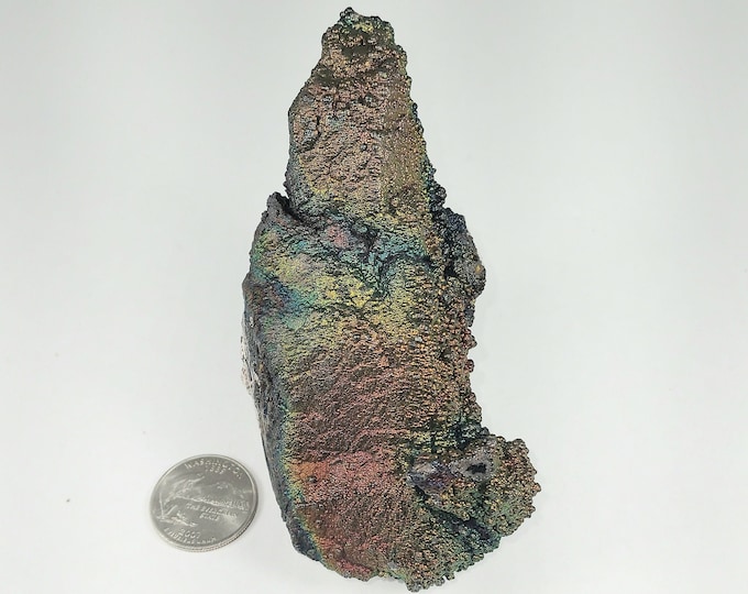 Large CHROME RAINBOW TURGITE on Quartz Crystals Iridescent Hematite Goethite Graves Mountain Georgia Usa Mineral Specimen Rock Crystal