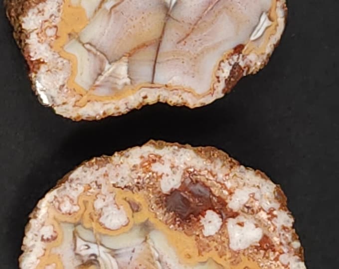 Lot of 2x Beautiful Small Matching Pair Zirandaro Agate Nodules - Multicolor Agate & Jasper - Guerrero, Mexico