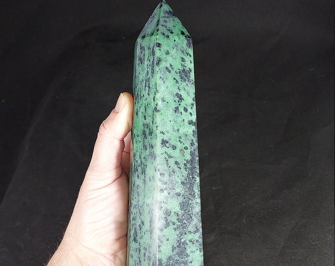 Large 7.25" 1.7 lbs Ruby & Zoisite Crystal Tower Art Decor Display Reiki Crystals Healing Meditation Carved Gems Stone Gemstone
