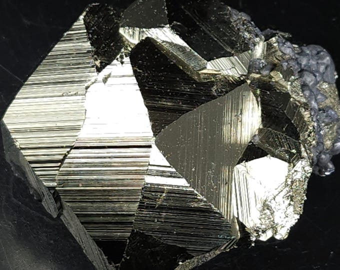 Gorgeous Large Twinned & Striated Pyrite Crystals with Galena from Huanzala Mine, Ancash, Peru Mineral Specimen