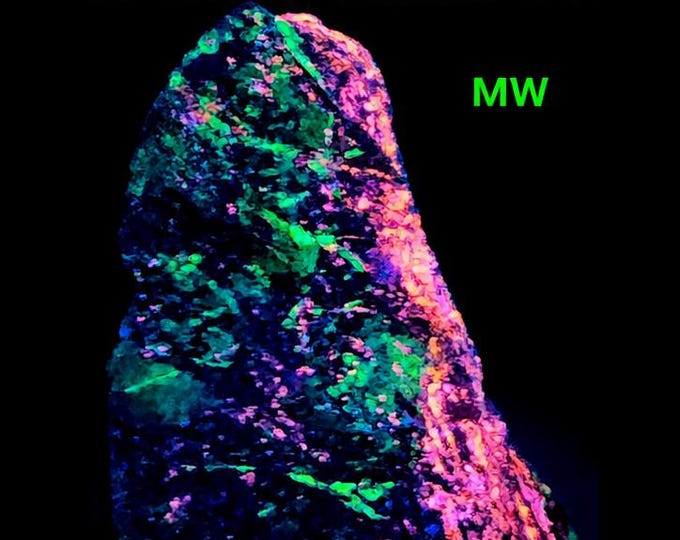 UV Fluorescent Sphalerite Veins & Willemite w Micro Quartz Sterling Hill Mine by Franklin New Jersey Ultraviolet Minerals