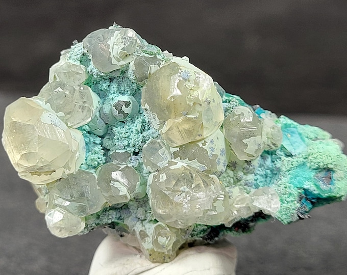 Twinned Calcite Crystals w Chrysocolla & Native Copper from Chimney Rock Quarry Bound Brook NJ USA Mineral Specimens