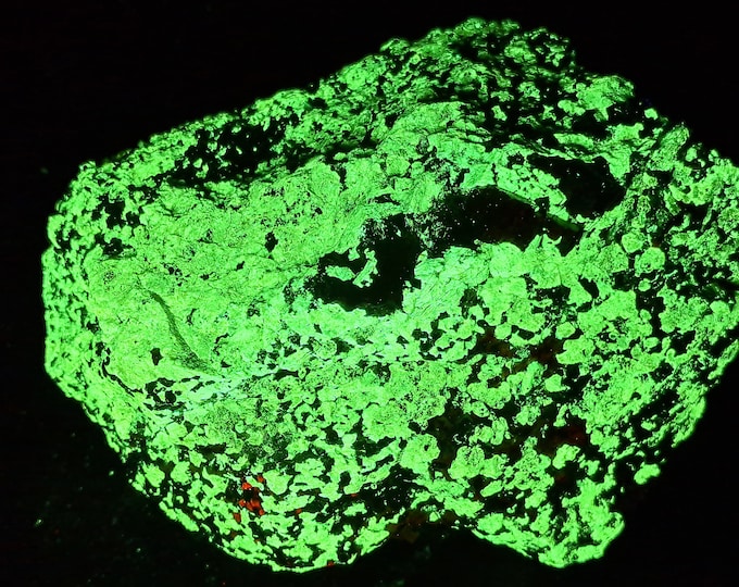 SW + LW UV Fluorescent Willemite & Minor Calcite w/ Tephroite + Franklinite Franklin Min. New Jersey Ultraviolet Mineral Specimen Rock