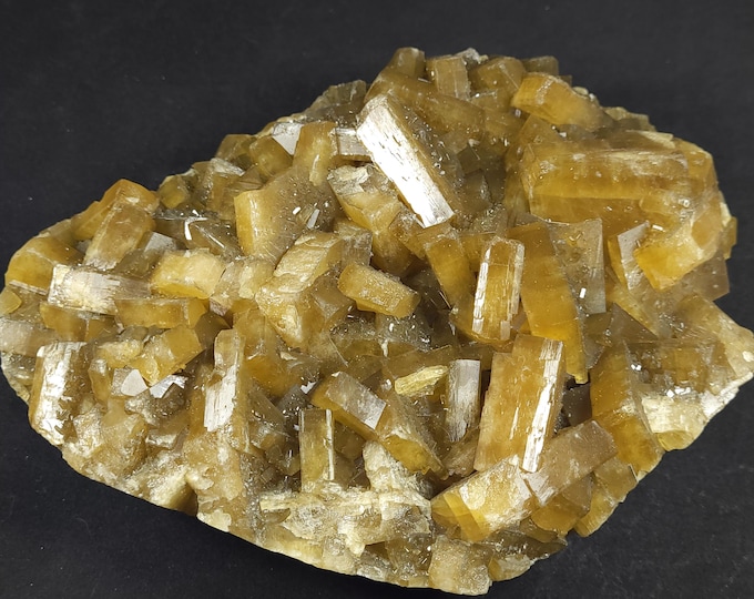 Big 5lbs+ Golden Yellow Barite Crystals on Fluorite Xiefang Mine, Jiangxi, China Mineral Specimen Rock