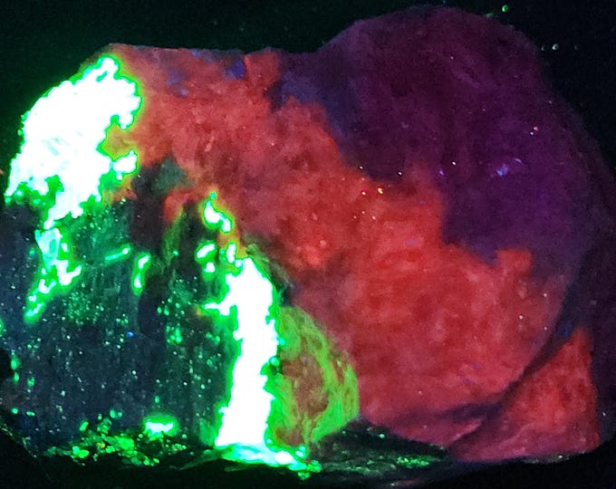 Rare SW + LW UV Fluorescent Axinite-Mn (Manganaxinite) Willemite Xonotlite Feldspar - Parker Shaft Franklin New Jersey Mineral Specimen