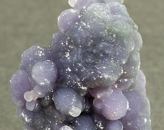 Cute Cluster of Sparkling GRAPE AMETHYST CHALCEDONY Crystals with Big Balls Sulawesi Indonesia Bubbly Purple Agate Quartz Gem Mineral Rock