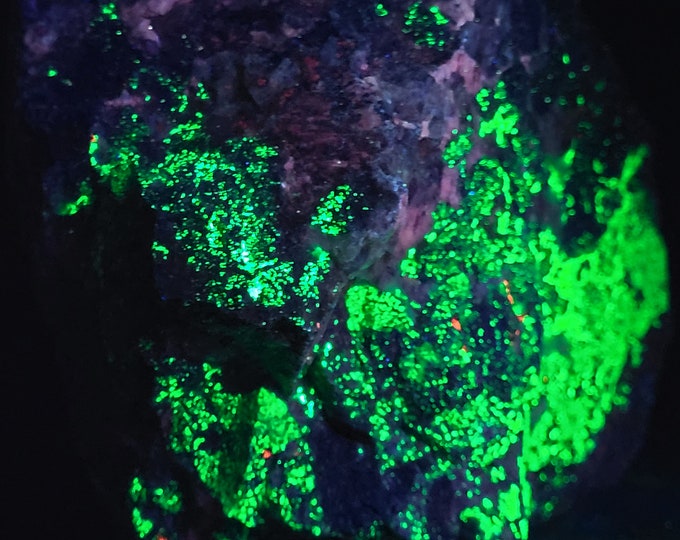 Big Rare Petedunnite w Shortwave SW UV Fluorescent Exsolution Willemite Microcline & Calcite Franklin New Jersey Ultraviolet Rock Mineral