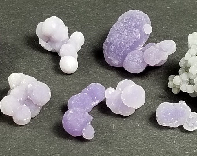 Lot of Smaller A++ GRAPE AMETHYST CHALCEDONY Crystals Jewelry Mineral Specimens Sulawesi Indonesia Mineral Bubbly Purple Agate Quartz Gems