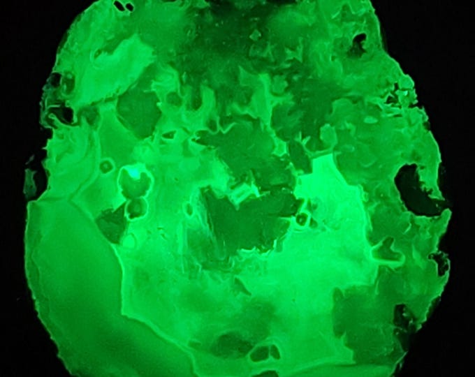 SW + LW UV Fluorescent Trancas Geode / Nodule Solid Half - Agate, Quartz & Calcite Crystals from Chihuahua, Mexico