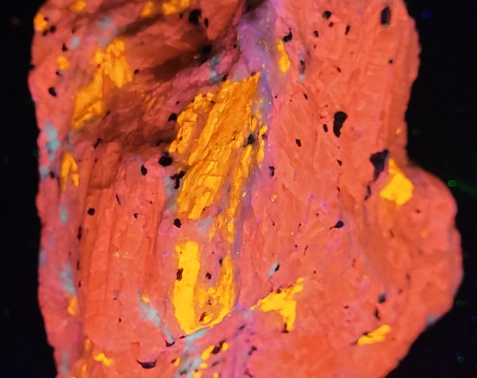 A++ Rare Shortwave SW Ultraviolet Fluorescent "3rd Find" Wollastonite Barite & Calcite w Minor Willemite Franklin New Jersey UV Minerals