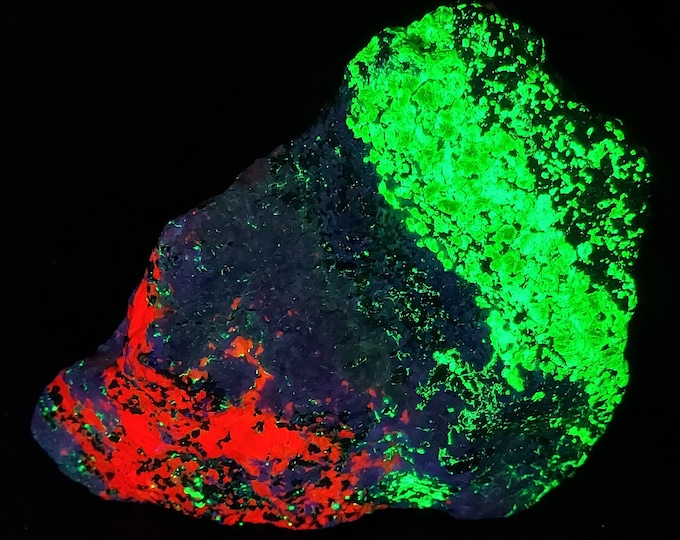 Big A++ Shortwave SW Ultraviolet Fluorescent Hardystonite, Willemite Calcite & Clinohedrite Franklin New Jersey UV Rocks Minerals