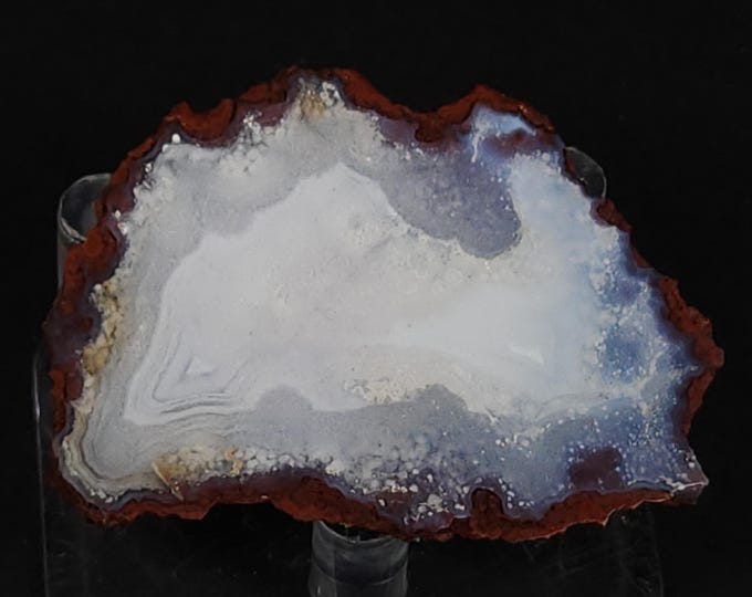 Gorgeous Banded White Calandria Agate from Chihuahua, Mexico - Cut & Polished Half Nodule