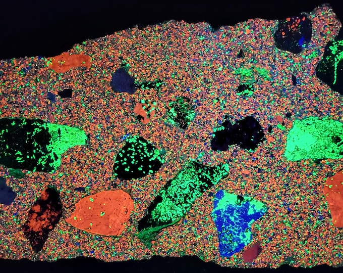 XL 8.4lbs Shortwave SW UV Fluorescent Concrete Slab - Willemite, Calcite & Hardystonite - Trotter Dump Franklin, New Jersey Minerals