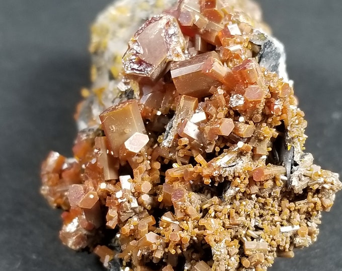 Gemmy Orange Vanadinite Crystals on Barite Blades From Mibladen Morocco Mineral Specimen Gems