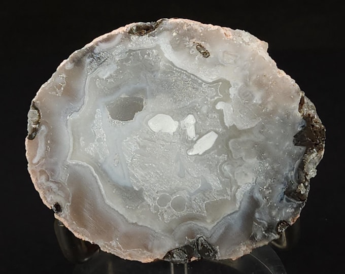 SW + LW UV Fluorescent Trancas Geode / Nodule Solid Half - Agate, Quartz & Calcite Crystals from Chihuahua, Mexico