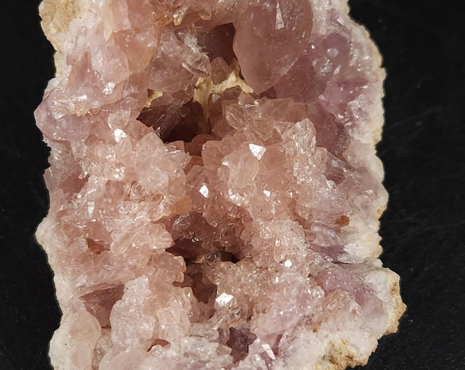 Nice Pink Amethyst aka Rose Quartz Crystals Partial Geode Choique Mine Argentina - Mineral Specimen Crystal Cluster