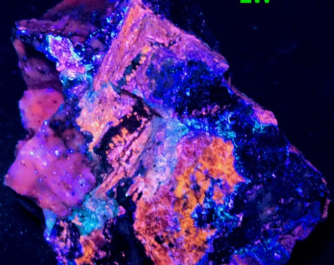 Very Nice SW MW LW Uv Fluorescent Grey Sphalerite Calcite & Willemite Franklin New Jersey Ultraviolet Minerals